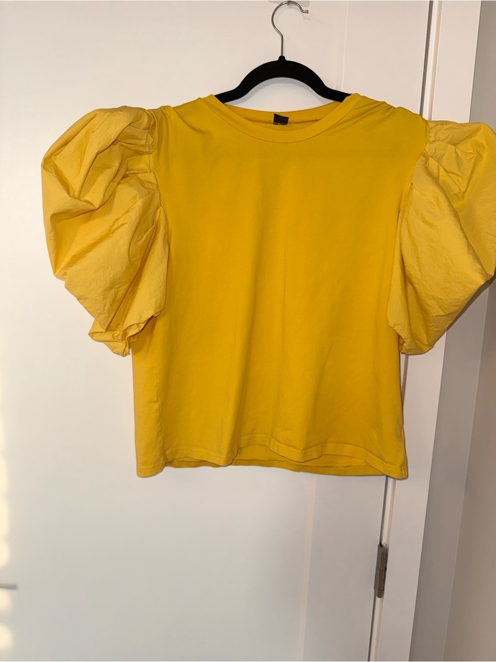 SHEIN Bright Yellow Puff Sleeve Top size Medium